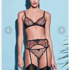 Fleur Du Mal Ice Cream Embroidery Demi Bra 32D Black